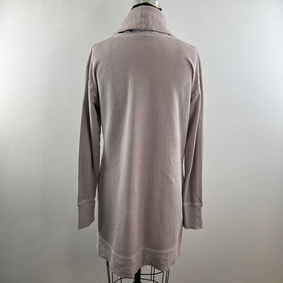 ATHLETA Eco Wash Pink Long Sleeve Turtleneck Sweatshirt Pocket Dress Tunic Sz M - Picture 5 of 10